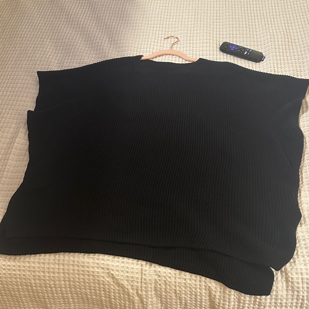 Black Ribbed Crew Neck Sweater - Women's Scoop/Crew